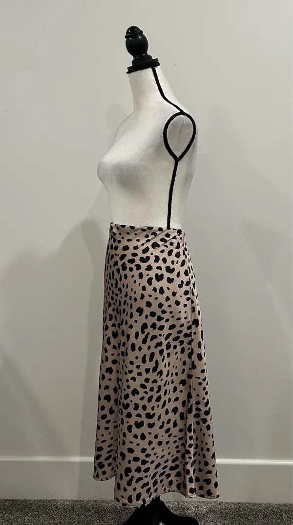 Leopard Print Midi Skirt Pink Size XL - Image 3