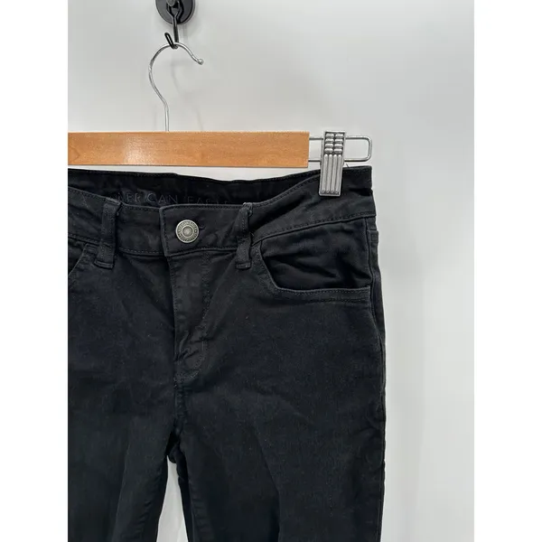 American Eagle AEO‎ Black Denim Distressed Jeggings Women's Size 8 Regular 8R - Image 5