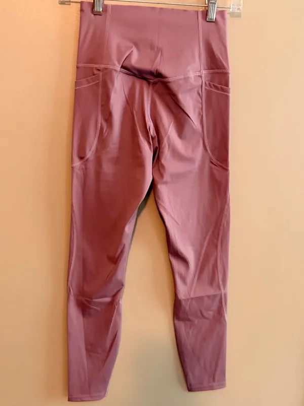 Halara XS 7/8 Womens High-Waisted 7/8 Leggings XS Pink Stretchy Nylon Blend With - Image 3