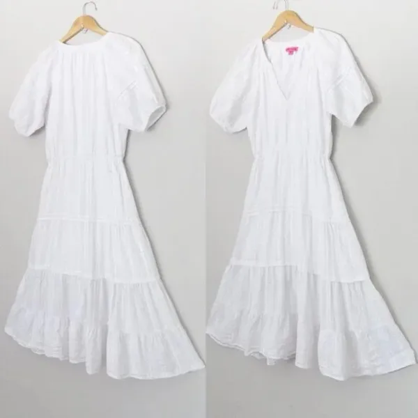 Betsey Johnson White Spectator Tiered Midi Dress Prairie Cottagecore Confetti - Image 4