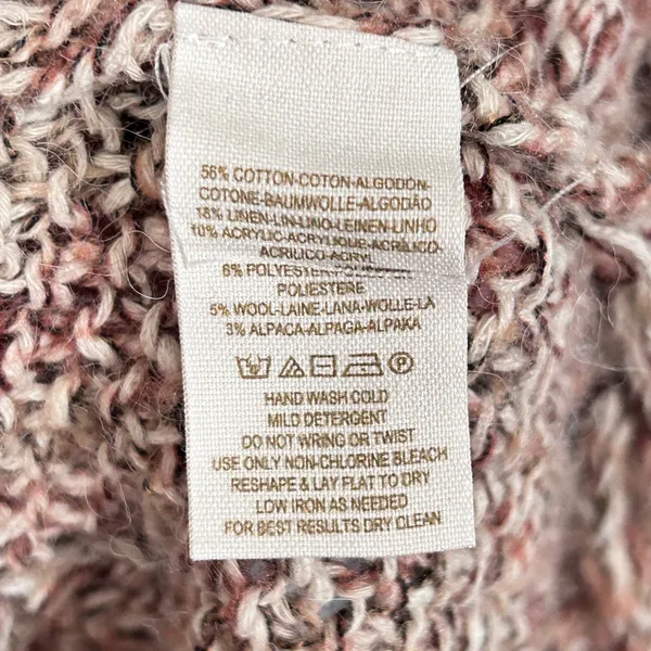 Free People Open Cable Knit Sweater Womens Small Pullover Cotton Linen Boho Pink - Image 8