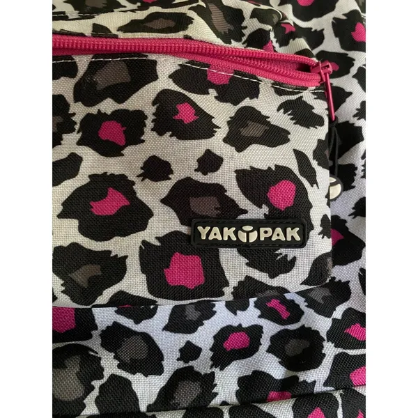 Yak Pak Heart Pink Grey Black Leopard Print Backpack 16"x12" Exterior Pocket - Image 10