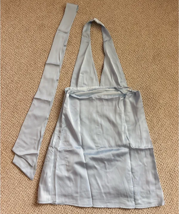 Blue satin halter dress - Image 4
