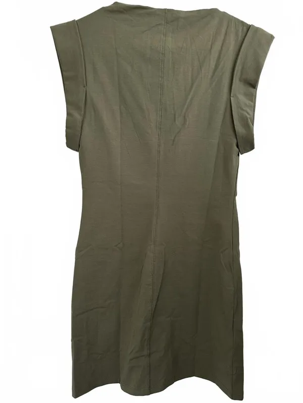 Mango Cotton Knitted Dress with Turn-Up Sleeves Dates Khaki Green NWT Size 2/XS - Image 6