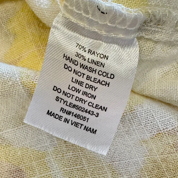 Monteau Los Angeles Yellow Floral Linen Blend Midi Dress 502443-3 Small Sundress - Image 8