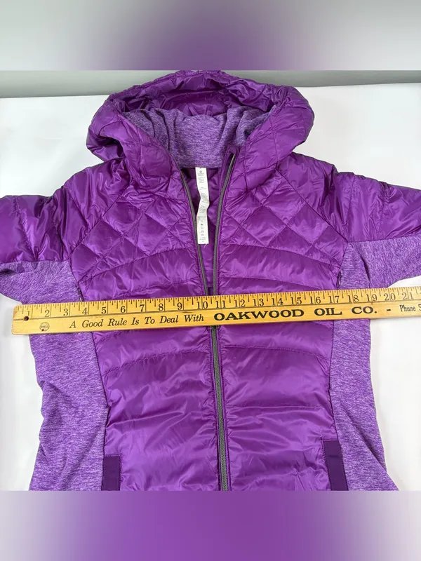Lululemon Goose Down For A Run Zip Up Violet Puffer Quilted Coat Women's Sz 8 - Image 4