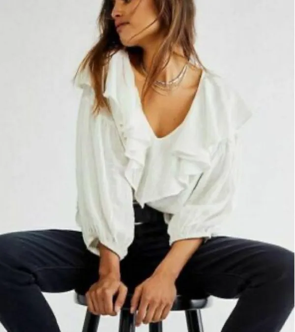 Free People Zuri Ruffle Blouse NWT - Image 2