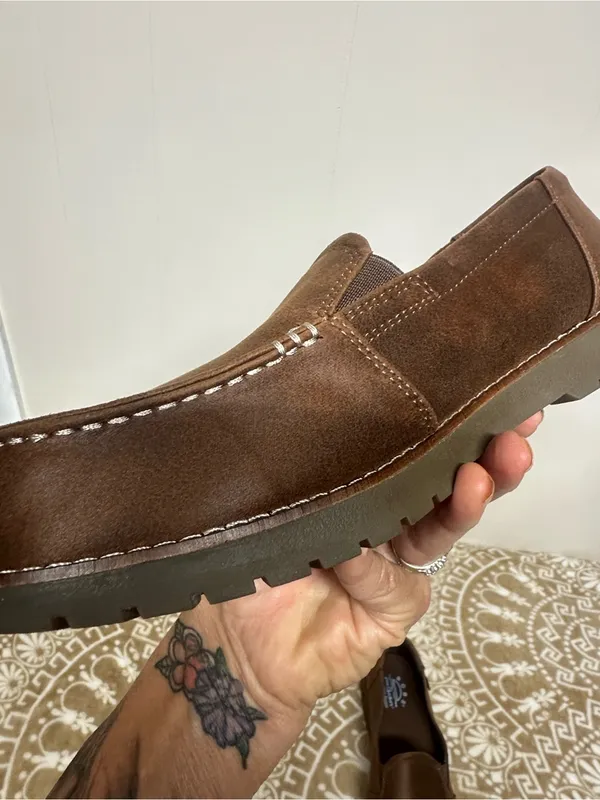BOBS from Skechers Brown Slip-On Loafers with Contrast Stitching - Image 6