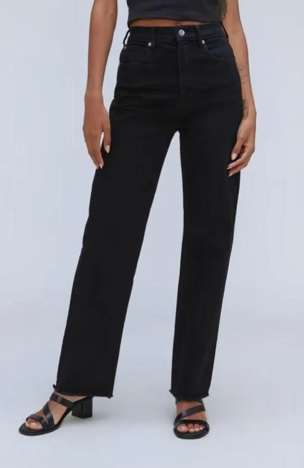 Everlane | The Way High Jean in Black with Raw Hem | womens 26 - Image 5