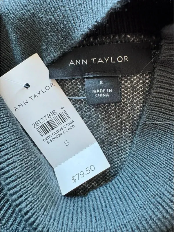Ann Taylor Grid Knit Mock Neck Sweater Top Size S Minimal Chic - Image 3