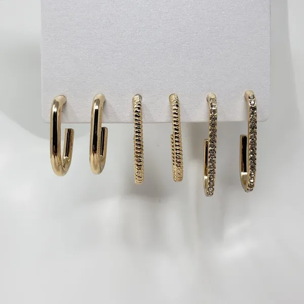 NWT Sugarfix by Baublebar Gold-Tone 3 Pack Oblong Hoop Post Earring Set Women's - Image 2