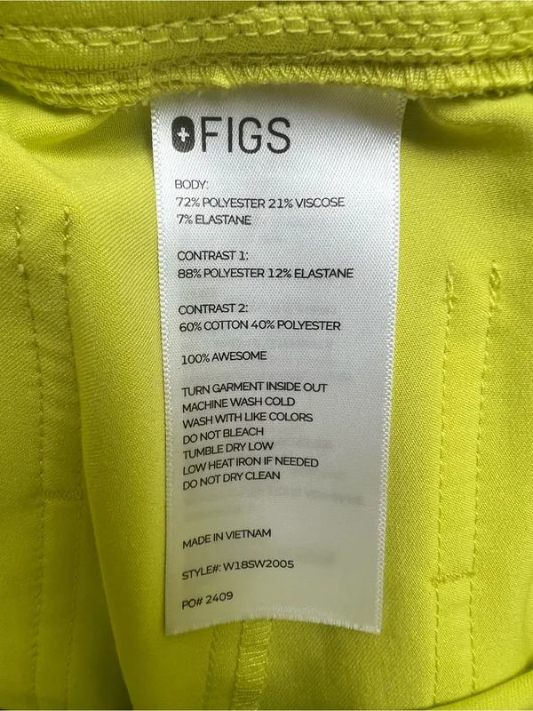 FIGS Technical Collection Zamora Jogger Scrub Pants Chartreuse Lime Green XS - Image 5