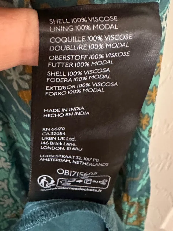 Anthropologie Odetta Ruffled V-Neck midi Dress Teal Gold Boho Mixed Print Small - Image 9