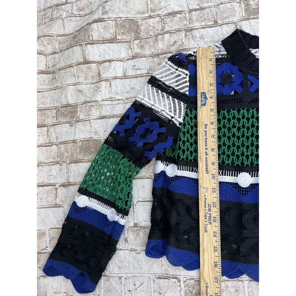 SEA New York Top 0 lace thick blue green crop Shirt street‎ wear Striped - Image 3