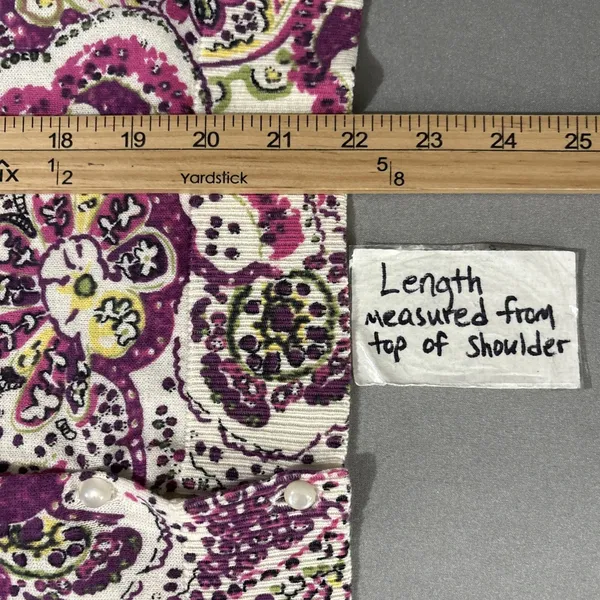 Ann Taylor LOFT Cardigan Size Medium Paisley Pima Cotton Sweater Preppy Office - Image 9