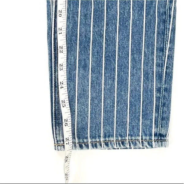 American Eagle Indigo Striped Hi‎ Rise Mom Jean Size 8 Blue NWT - Image 11