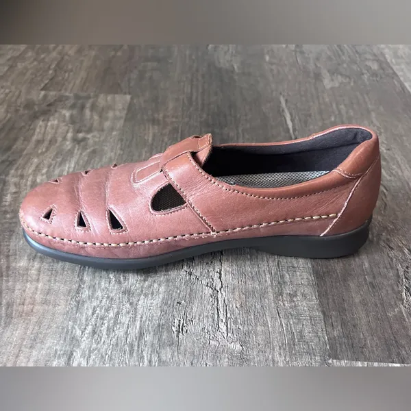 SAS Womens Roamer Shoes Chestnut Brown Leather Mary Jane Loafers - Image 4