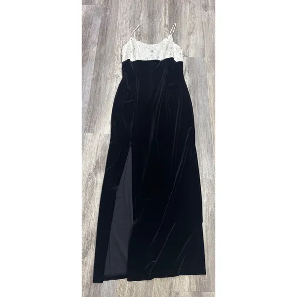 Vintage Jessica McClintock Gunne Sax Black‎ Velvet Ivory Sequin Dress Size 9/10 - Image 5