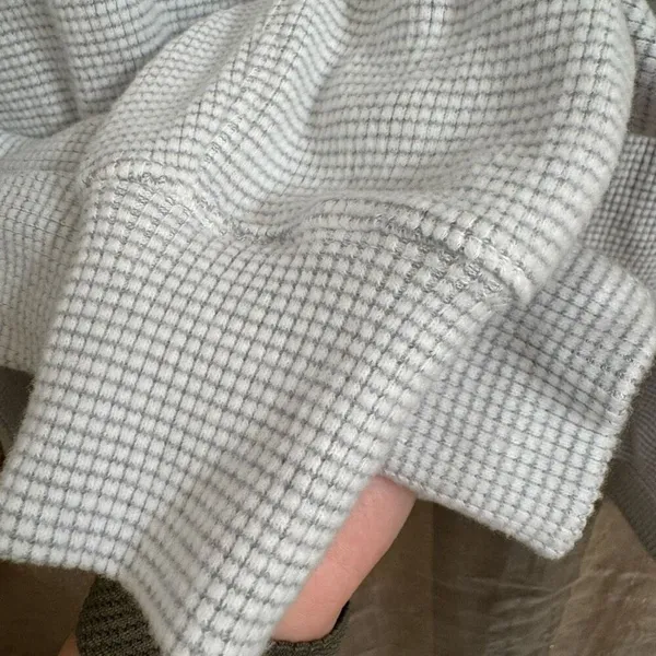 Aerie Light Gray White Textured Knit Oversized Lightweight Sweater XS - Image 5