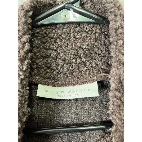 Bryn Walker Wool Sleeveless Pip Poncho‎ Brown Textured Zip Up Cozy Oversized XXS - Image 5