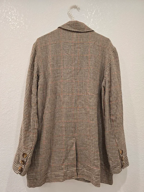 Free People Uptown Girl houndstooth blazer Small Brown Cream - Image 3
