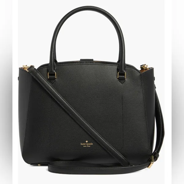 Kate Spade NY Phoebe Black Grained Leather Satchel with Gold Accents - Image 2