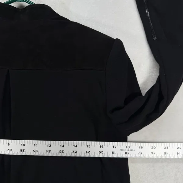 Alice + Olivia‎ Black Lamb Leather wool Combo Drape Front Jacket Blazer XS READ - Image 8