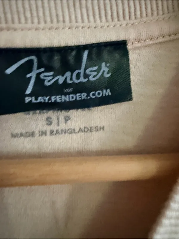 Fender Cream Short-Sleeve Tee with Red Guitar & Rose Graphic - Image 3