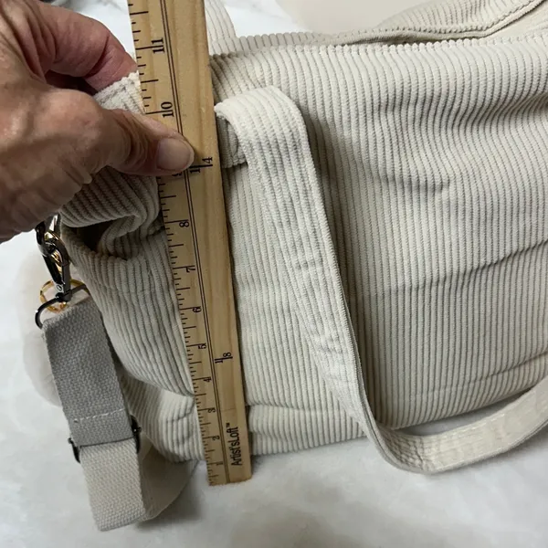 Elegant Cream Corduroy Women's Tote Bag - Image 6