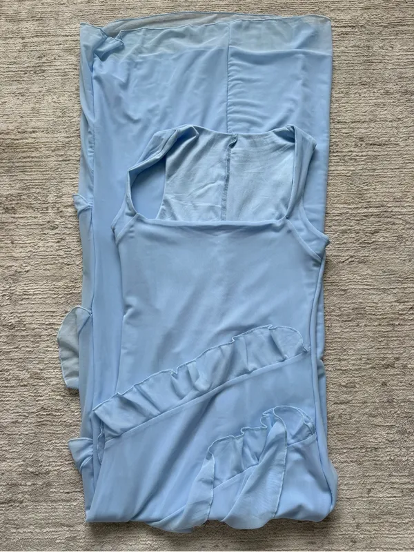 Hawthaw Apparel Ruffled Maxi Dress in Light Blue (Size XS) - Image 3