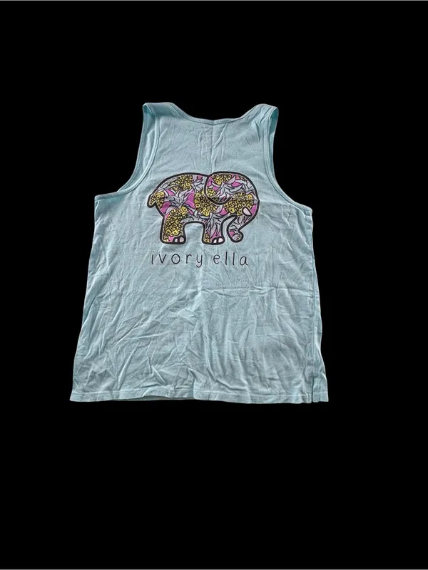 ivory ella mint green Girls Tank with Pocket Elephant - Image 5