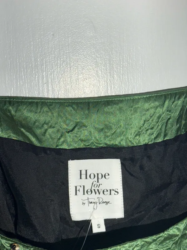 NWOT Hope for Flowers by Tracy Reese Beaded Cami Green Top 100% Naia Acetate - Image 10