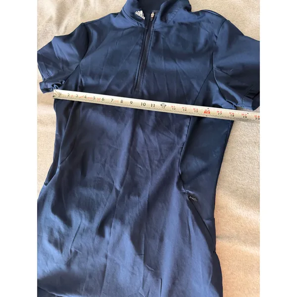 Adidas Women Golf Dress Navy Blue M Short Sleeve Mock Neck Quarter Zip HS2490 - Image 5