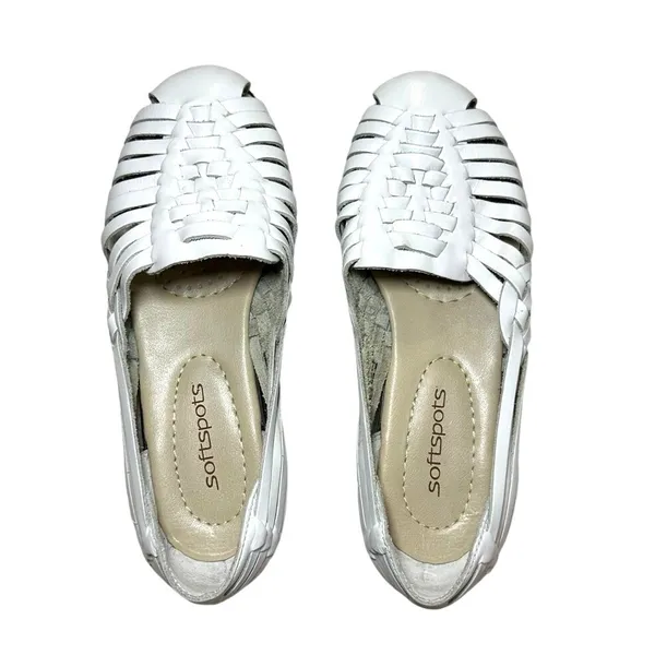 Softspots Trinidad Woven Leather White Huarache Flats Womens 6.5 Wide | New NWOT - Image 3
