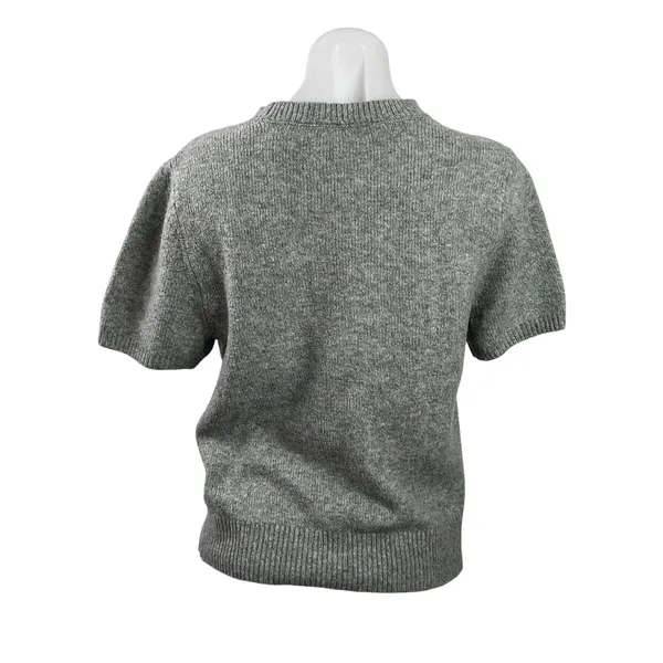 Abercrombie & Fitch Women's Gray Wool Short Sleeve Knit Crewneck Sweater Top M - Image 3