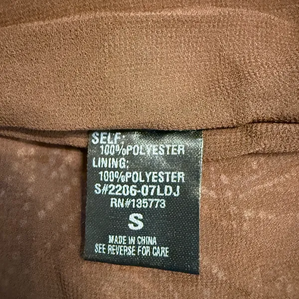 Olivaceous Brown, Blue and Tan Dress with Elastic Waist and Tiered Small - Image 8