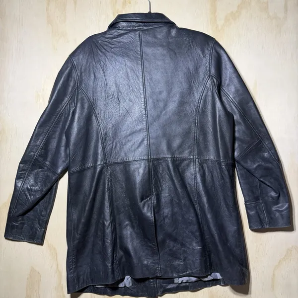 III State Leather Jacket Womens XL Black Button Coat Mid Length Classic‎ - Image 7