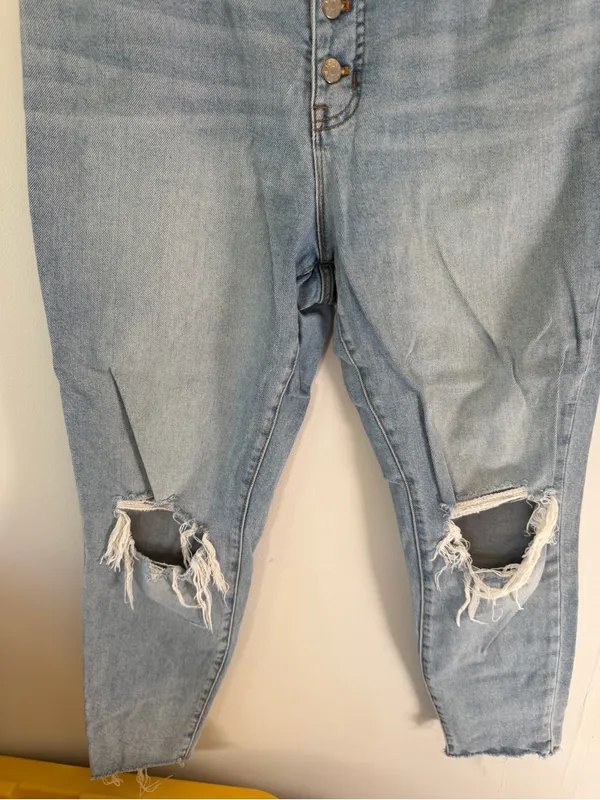 J. Crew Light Blue Skinny Jeans with Distressed Knees high raise 30 - Image 2