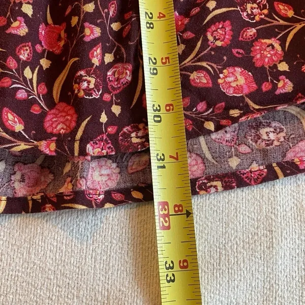 Old Navy Floral Mini Dress Women’s Small Burgundy Pink V-Neck Pockets Boho - Image 6