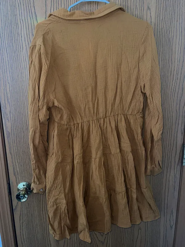 Peach Love Mustard Button Up Dress - Image 4
