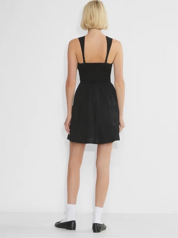 Aritzia Sunday Best Martine Poplin Dress Black Medium Cotton Sleeveless - Image 4