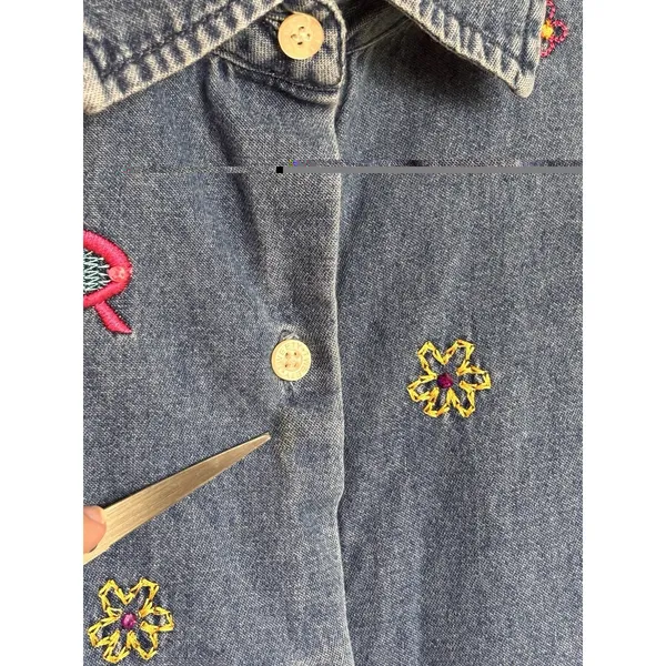 Vintage 2000 Warner Bros Studio Store Tweety Bird Embroidered Denim Shirt XL - Image 12