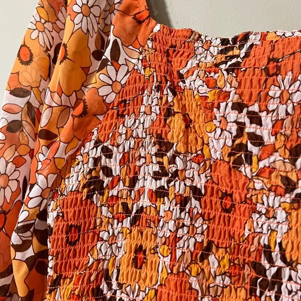 CATO womens size large pullover summer boho top spring bloom tangerine hippie - Image 8