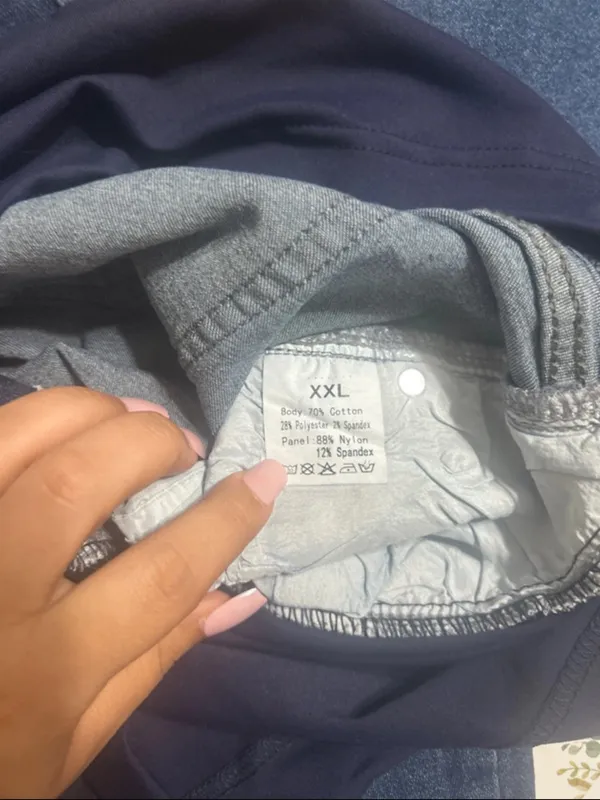 Maternity Blue Denim Jeans with Navy Overband - Image 4