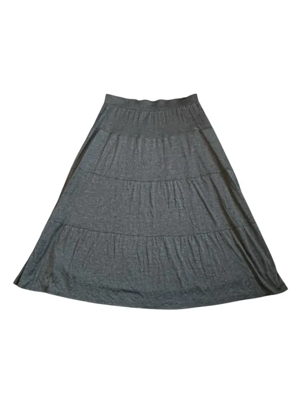 Eileen Fisher Silk Cotton Gray Midi Skirt Minimalist Quiet Luxury Effortless - Image 3