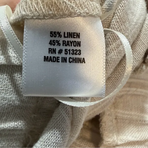 Vince Camuto Rainy Day Linen Blend Wide Leg Pants L NWT Beige Pull On - Image 8
