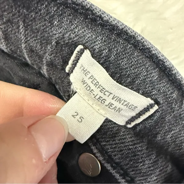Madewell The Perfect Vintage Wide Leg Jeans 25 Black Acid Wash - Image 5