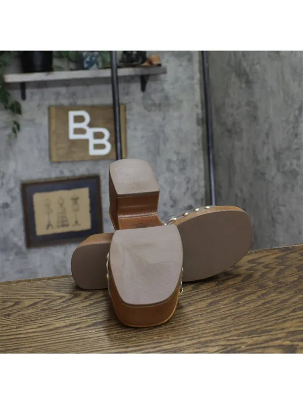 NWT Madden Girl Woodland Platform Block Heel Sandal WOOD03J1 Clear Brown 6.5M - Image 10