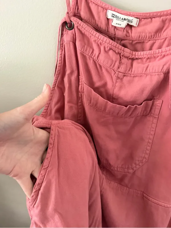 🪸Billabong Wild Pursuit Pink Romper Shorts Overalls Jumper Bibs🪸 ~medium - Image 4