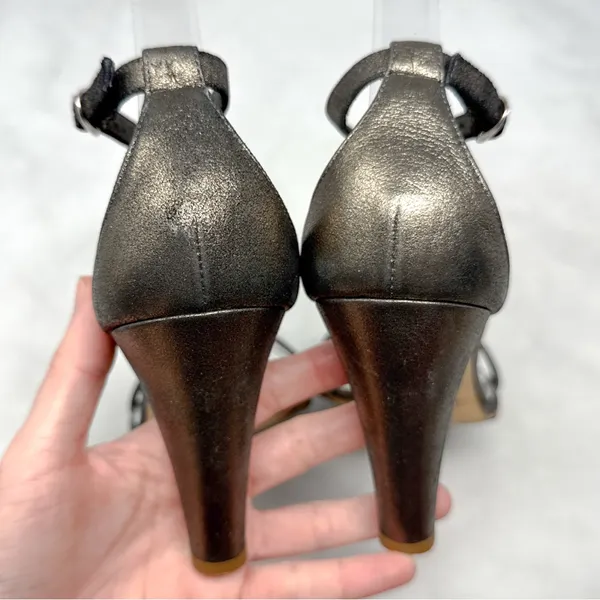 Giuseppe Zanotti Vicini Vintage Y2K Metallic Leather Block Heel Sandals 2000s 39 - Image 10